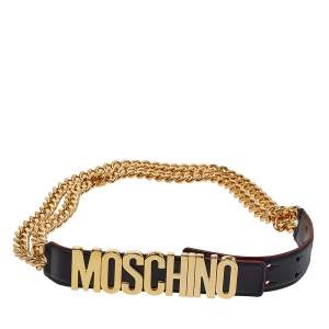 Moschino Black Leather 30th Anniversary Chain Belt 90 CM