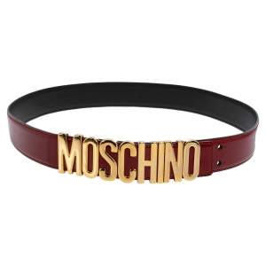 Moschino Red Glossy Leather Classic Logo Belt 100 CM