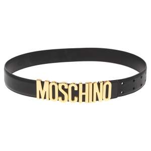 Moschino Black Leather Classic Logo Belt 85CM