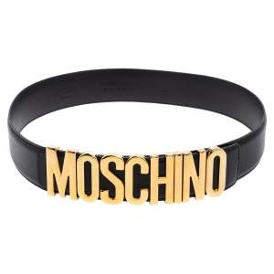 Moschino Black Leather Classic Logo Belt 75CM