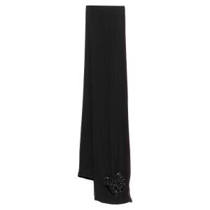 Moschino Black Bow Embellished Crepe Silk Scarf