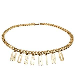 Moschino Gold Tone Metal Lettering Charms Chain Belt