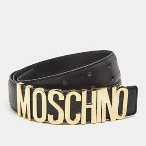 Moschino Black Leather Classic Logo Belt 