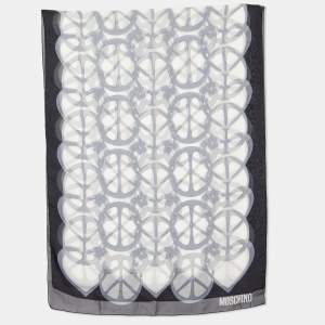 Moschino Grey Printed Silk Scarf