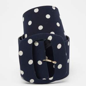 Moschino Blue/White Polka Dots Satin Waist Belt 80CM