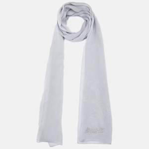 Moschino Light Grey Logo Detail Silk Stole