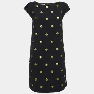 Moschino Black Embellished Crepe Shift Dress M