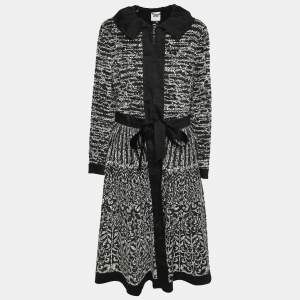 Moschino Black/White Lace Long-sleeved Midi Dress L 