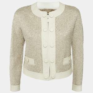 Moschino Beige Metallic Tweed Jacket M