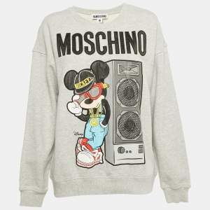 Pre Owned Moschino x H&M x Disney Grey Mickey Embroidered Cotton Sweatshirt M