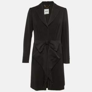 Pre Owned Moschino Black Wool Bow Detail Blazer Dress L