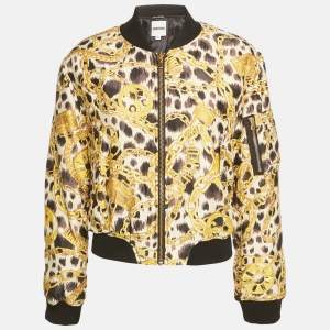 Pre Owned Moschino X H&M Yellow/Black Printed Nylon Zip-Up Jacket S