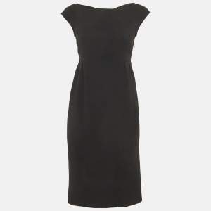 مملوكة مسبقًا فستان موسكينو كريب أسود بقوس بفتحة صغيرة مقاس صغير