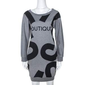 Moschino Boutique Grey Boutique Print Cotton Jumper Dress S