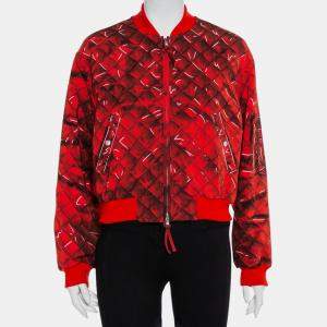 Moschino Couture Red Trompe-L'oeil Printed Bomber Jacket M