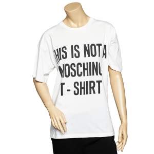 Moschino Couture White Quote Printed Cotton Oversized T-Shirt S