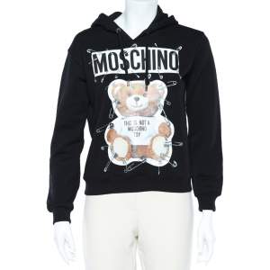 Moschino Couture Black Printed Cotton Knit Hoodie XS
