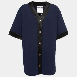 Moschino Couture Navy Blue Quilted Button Front Jacket L