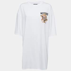 Moschino Couture White Cotton Frame Teddy Bear Print Oversized T-Shirt S