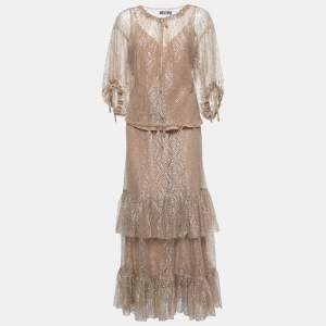 Moschino Beige Lace Skirt Top Set M
