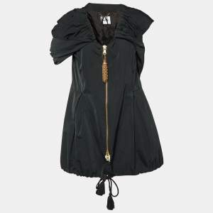 Moschino Black Synthetic Drape Detail Balloon Style Mini Dress 