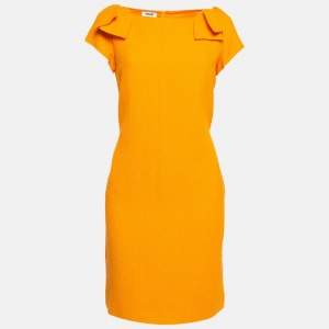 Moschino Orange Textured Cotton Blend Tulip Petal Sheath Dress M