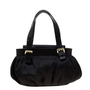 Moschino Black Signature Nylon and Leather Hobo