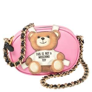 Pre Owned Moschino Pink Coated Canvas Toy Crossbody Bag