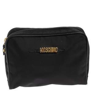 Moschino Black Nylon Cosmetic Pouch