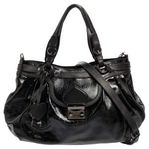 Pre Owned Moschino Black Patent Leather Satchel
