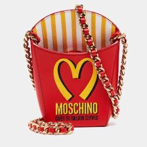 Moschino Red/Yellow Leather French Fry Chain Crossbody Bag
