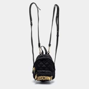 Pre Owned Moschino Black Quilted Nylon Mini Backpack