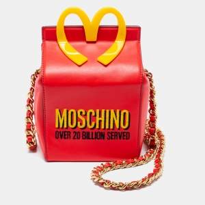 Pre Owned Moschino Red/Yellow Leather McDonald's Happy Meal Shoulder Bag