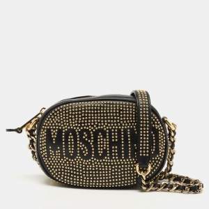 Moschino Black Studded Leather Crossbody Bag