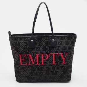 Moschino Black Signature Canvas and Leather Shopper Tote