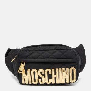 Moschino Black Quilted Nylon Belt Bag