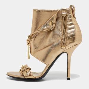 Moschino Gold Leather Stiletto High Heel Sandals Size 36
