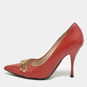 Moschino Red Leather Pointed Toe Pumps Size 37