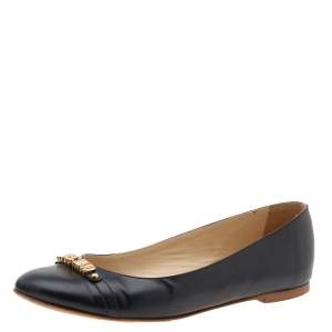 Moschino Black Leather Ballet Flats Size 36
