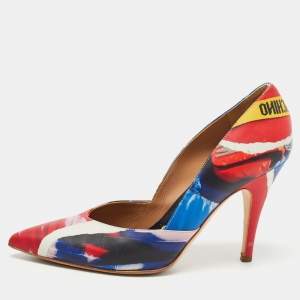 Moschino Multicolor Printed Leather Pointed Toe Pumps Size 39