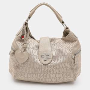 Movado Beige Canvas and Patent Leather Hobo