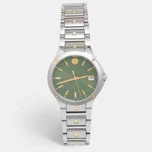 Movado Green Two-Tone Stainless Steel SE 0607635 Women's Wristwatch 32 mm