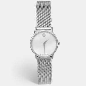 Movado Mother of Pearl Diamond Stainless Steel Museum 07.3.14.1463.S Women's Wristwatch 28 mm