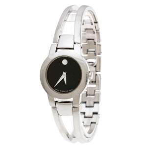 Movado Black Stainless Steel Amorosa 84 E4 1842 Women's Wristwatch 24 mm