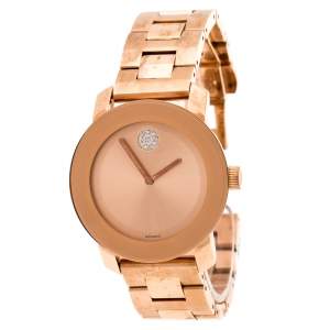 Movado Rose Gold Plated Stainless Steel Bold MB.01.3.34.6039 Women's Wristwatch 36 mm