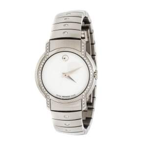 Movado White Mother of Pearl Stainless Steel Diamonds SL 84 G4 1832 S Women's Wristwatch 28mm
