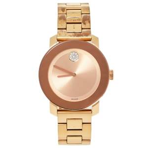 Movado Rose Gold Plated Stainless Steel Bold MB.01.3.34.6039 Women's Wristwatch 36 mm
