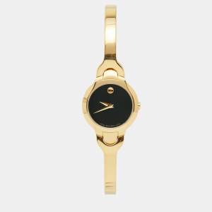 Movado Black Gold Plated Stainless Steel Kara 0606936 Women's Wristwatch 24 mm