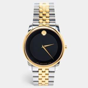 Movado Black Two Tone Stainless Steel Museum 07.1.20.1198 Men's Wristwatch 40 mm 