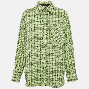 MSGM Green Tweed Fringed Jacket S